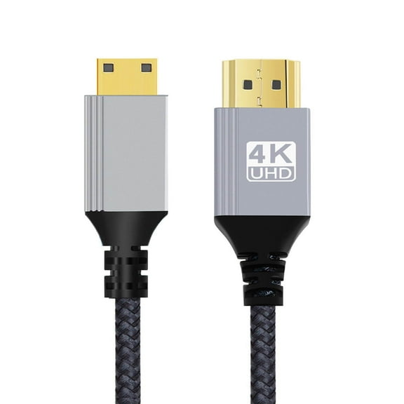 FVH 0.3m HDMI 2.0 Male to Mini HDMI Type-C Male 4K 60hz Cable with Sleeve Straight Connector for HDTV Computer Laptop Monitor