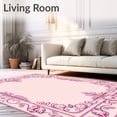 thumbnail image 2 of ODIKA 5'x7' Machine Washable Non-Slip Area Rug, Elegant Motif Skirt with Ornate Swirls and Romantic Accents High Traffic Rug with Pad, Pink, 631807, 2 of 8