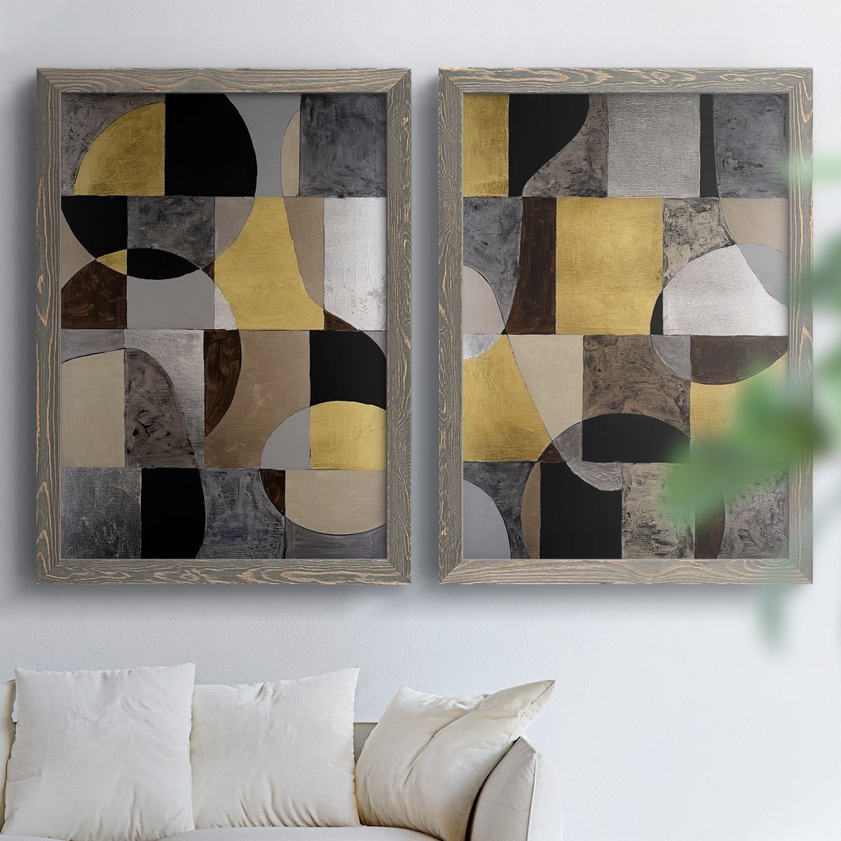 Neutral Framework I - Premium Framed Canvas 2 Piece Set - Ready to Hang