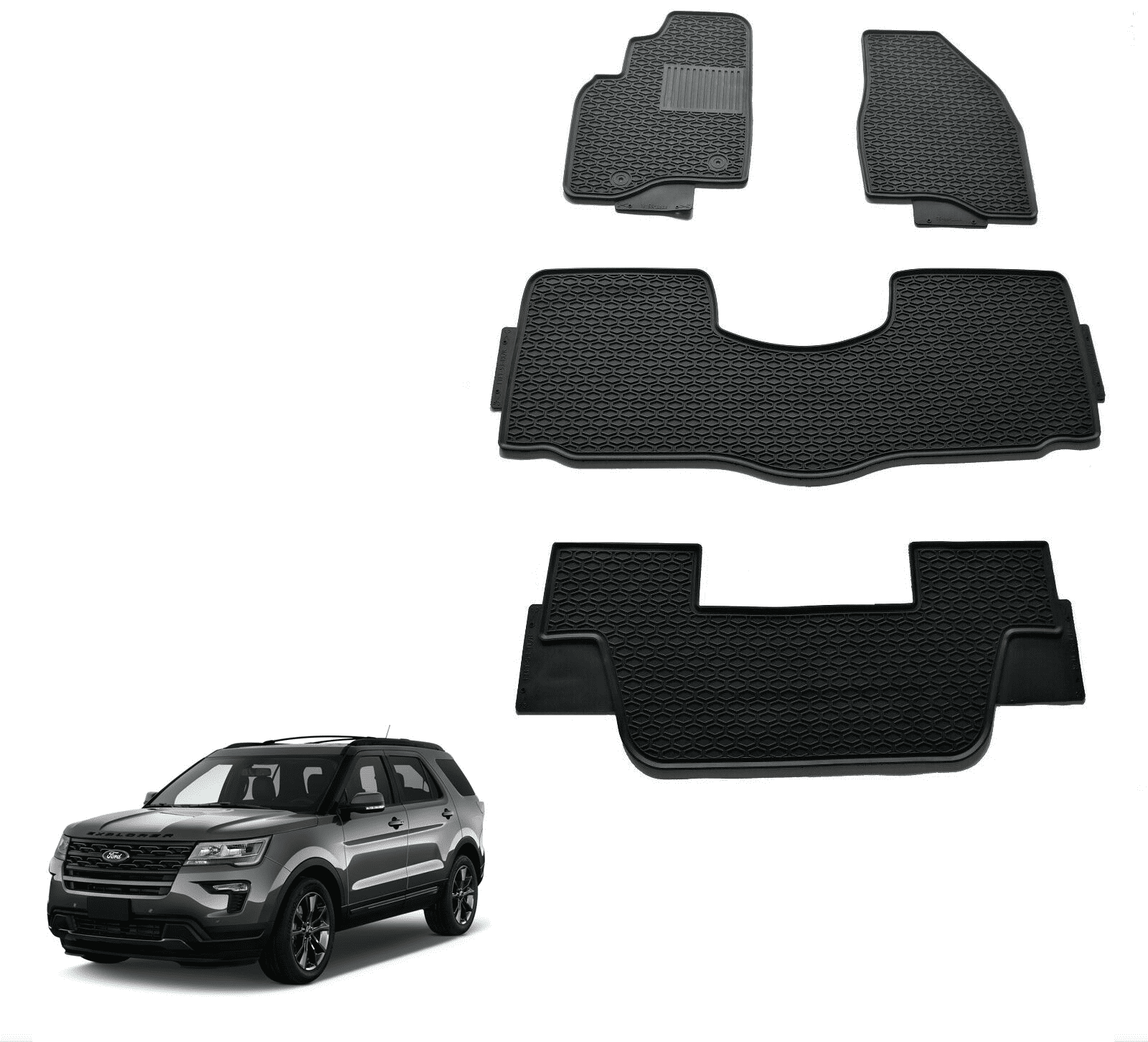 Black All Weather Floor Mats for Ford Explorer 7 Seater 20112019