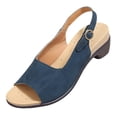 thumbnail image 2 of Viluyesy Womens Low Heels Sandals, Slingback Peep Toe Ankle Strap Fashion Summer Casual Dressy Shoes Dark Blue US9.5, 2 of 9