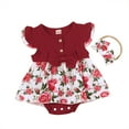 thumbnail image 1 of MANHUJI Infant Girl Clothes 0-3 Months Baby Bodysuit Floral Romper Dress Infant Girls Summer Cotton Bow Girls Romper&Jumpsuit Newborn Clothes for Boys Pijamas Para Bebes (Red,90), 1 of 6