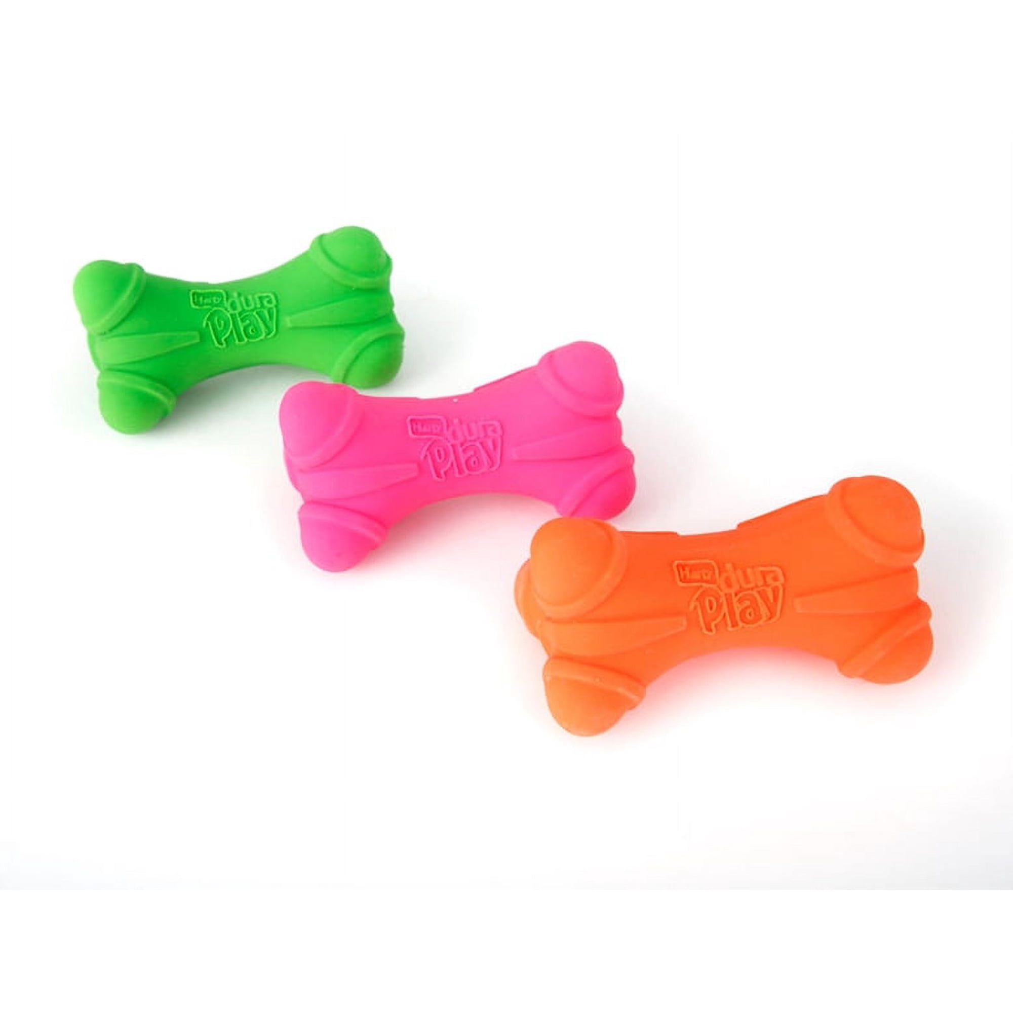 Hartz Dura Play Medium Bone Dog Toy with Bacon Scent and Squeaker, Latex, 3 Pack