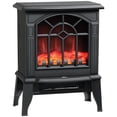 thumbnail image 3 of HOMCOM Electric Fireplace Heater, Fireplace Stove with Realistic LED Flames and Logs and Overheating Protection, 750W/1500W, Black, 3 of 10