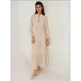 thumbnail image 2 of Textured Crew Neck Maxi Dress with Buttons, 2 of 6