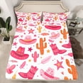 thumbnail image 2 of Castle Fairy Cowgirl Boots Hats 4pcs Bed Sheets for Female Women,Western Exotic Style King Sheets,Dreamy Princess Super Cozy Sheet Set,Microfiber Bedroom Decor, 2 of 7