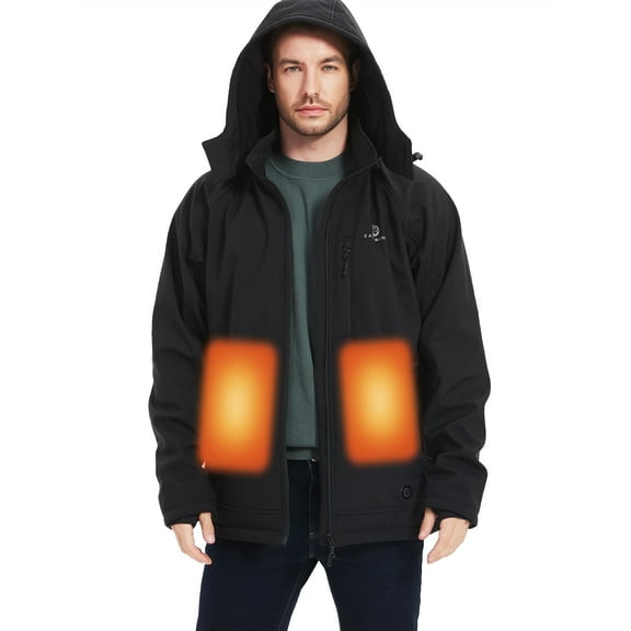 Sailwind Men's Activewear Heated Jacket with Battery Pack,3 Heating LevelSoftshell Heated Jacket For Men,Black,M