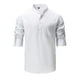 thumbnail image 1 of Blusa y camisa de manga larga con cuello alto para hombre, informal, de color liso, con cuello alto, manga larga, bolsillo con medio botón, blusa de poliéster para hombre, 1 of 5