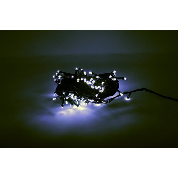 Perfect Holiday 100 LED White Fairy String Lights, 32 Ft Long Green Wire with Waterproof Connector for Christmas