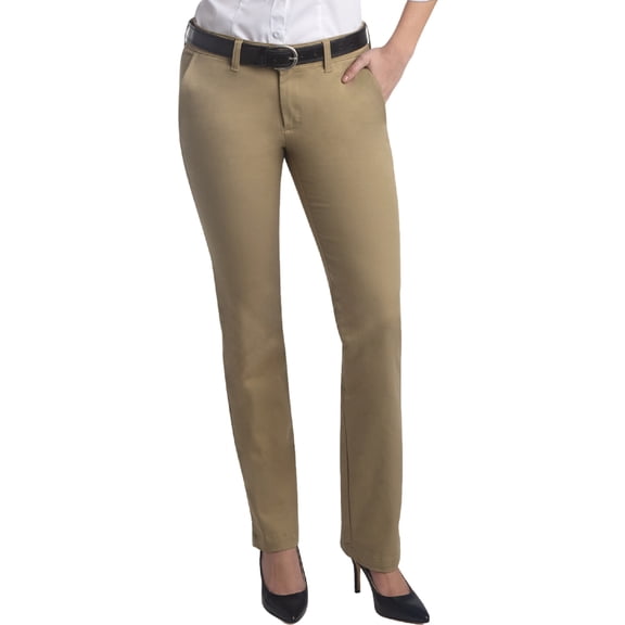 Dickies Womens Work Pants - Mid Rise Skinny Stretch Fit Twill Pull On Office Casual Pants for Women