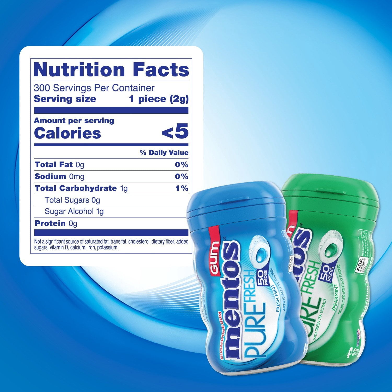 Mentos Pure Fresh Sugar-Free Chewing Gum Variety Pack, 50 Pieces, 6 Pack