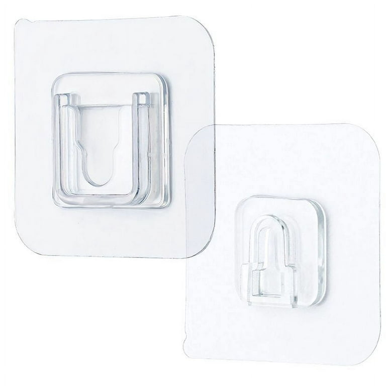 PWFE 1 Pair Double-sided Self-adhesive Wall-sticking Hooks for Bathroom  Kitchen Transparent Seamless Hooks 