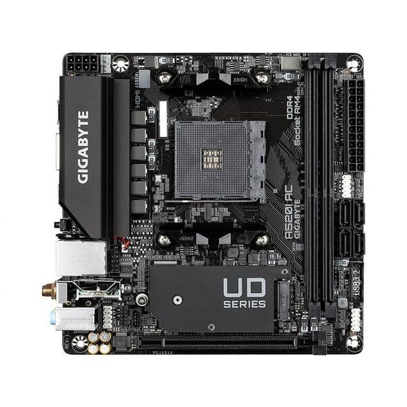 GIGABYTE A520I AC mITX AM4 Direct 6 Phases Digital PWM with 55A DrMOS, GIGABYTE Gaming GbE LAN, Intel WiFi Bluetooth, NVMe PCIe 3.0 x4 M.2, 3 Display Interfaces, Q-Flash Plus, RGB Fusion 2.0, Motherbo