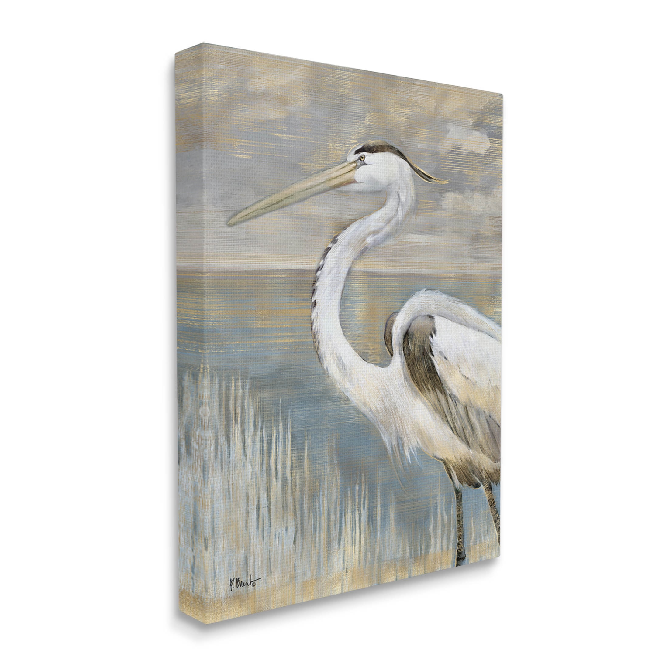 Stupell Industries Heron Bird Abstract Marshland Coast Painting Gallery Wrapped Canvas Print Wall Art, Design by Paul Brent