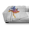 thumbnail image 3 of Modern Soft Flannel Fleece Throw Blanket, Ballerina Girl Posing White Outlined Art Ink Splashed Rainbow Color Art Design, Cozy Plush for Indoor and Outdoor Use, 70" x 90", Multicolor, by Ambesonne, 3 of 6
