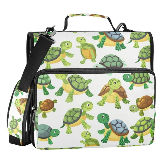 ALAZA Zipper Binder Cute Turtles 3 Ring Trapper Keeper File Folder Organizer Bag