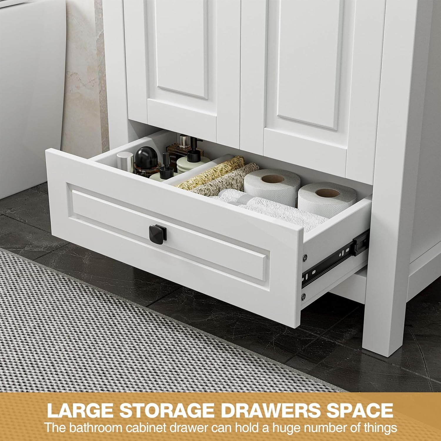 Reliancer Bathroom Vanity with Sink , Modern Thickened Bathroom Storage Cabinet, 24 inch