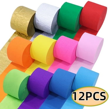 Crepe Paper Streamers,12 Rolls Crepe Paper Streamers for Party, Wedding DIY Art Craft Supplies Indoor Decoration 12 Colors 984FT