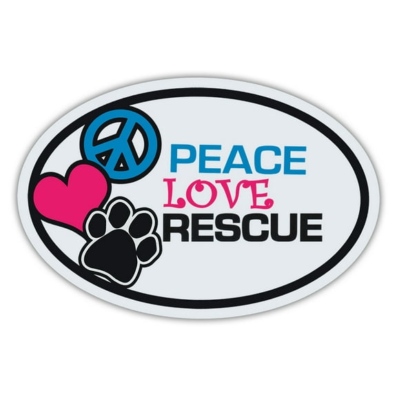 Oval Dog Magnets: Peace, Love, Rescue Dogs | Cars, Trucks, Refrigerators, More!