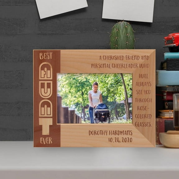 A Cherished Friend And Personal Cheerleader Who Will Always See You Through Rose Colored Glasses Personalized Wooden Frame-5" x 3 1/2" Brown Horizontal