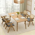 thumbnail image 2 of Costway Set of 4 Rattan Accent Chairs Fabric Dining Chairs Modern Living Room Chairs Gray, 2 of 9