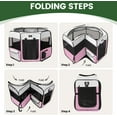thumbnail image 4 of Portable Pet Playpen for Puppies, Cats, Rabbits - Foldable Exercise Tent with Mesh Panels, Pink, 4 of 5