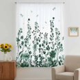 thumbnail image 3 of Green Botanical Sheer Curtains 45 Inches Long, Dragonfly Flower Leaf Retro Ink Style Light Filering Curtains, Breathable Simi Curtain Privacy Drapes for Kitchen Bathroom Small Window Treatment, 3 of 9