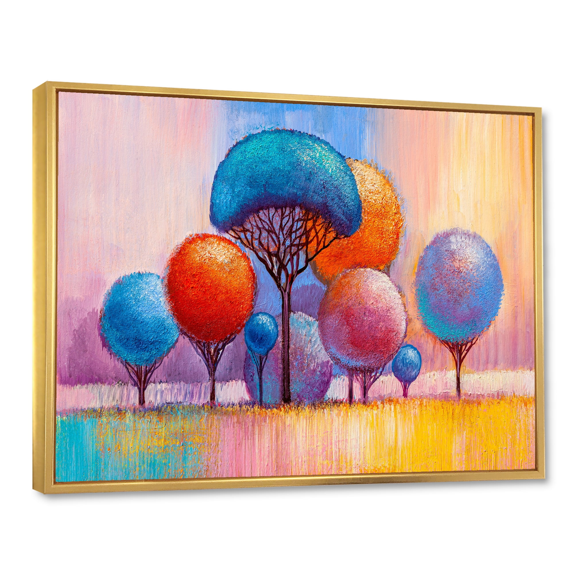 Designart 'Autumn Colorful Fantasy Trees II' Modern Framed Canvas Wall Art Print