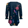 thumbnail image 7 of Kaprioy Graphic Tees For Women Crew Neck T Shirts 3/4 Sleeve Casual Boho Tops Cute Blouses Dressy Fall Fashion Clothes Dark Blue, XXL, 7 of 7