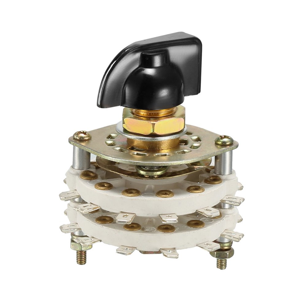6P3T 6 Pole 3 Position 2 Deck Band Channel Rotary Switch Selector Knob ...