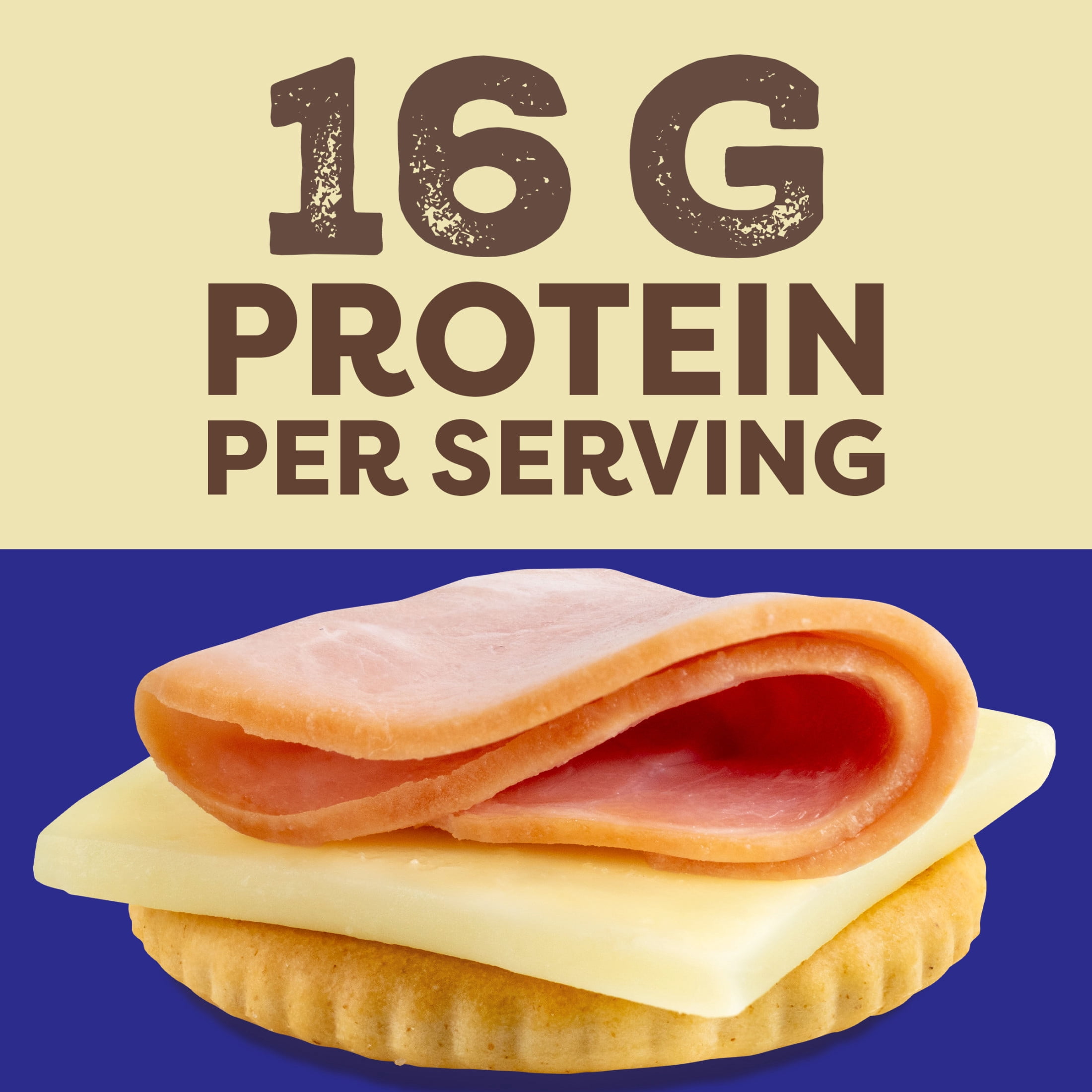 Oscar Mayer Bites Natural Hickory Smoked Uncured Ham, Monterey Jack & Cracker Trio Lunch Kit, 1 Tray, for Easy Lunch and On-the-Go Snacking, 16g Protein Snacks, 3.3 oz