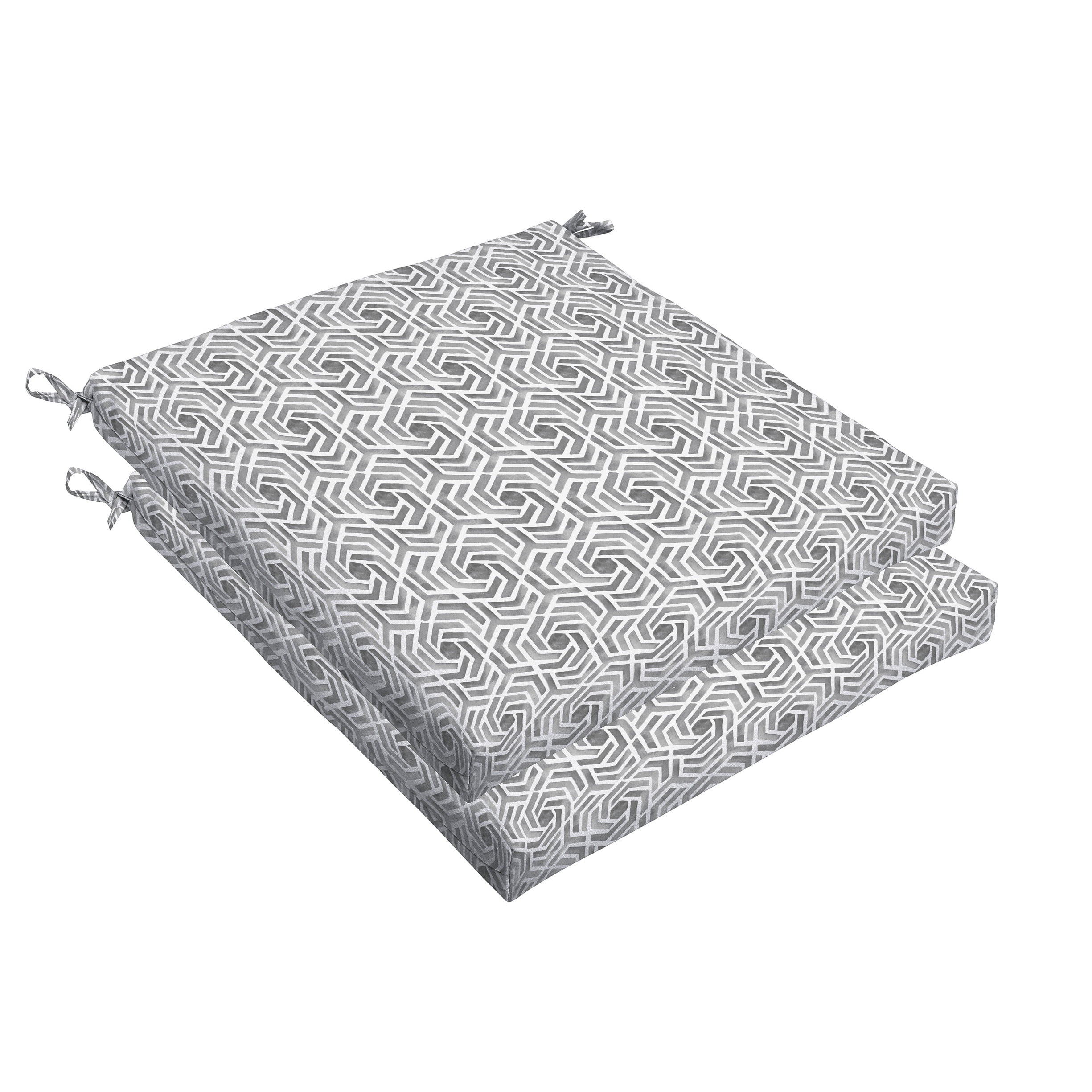 Grey and White Geometric Indoor/Outdoor Cushion Set, Bristol