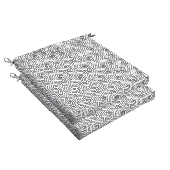 Grey and White Geometric Indoor/Outdoor Cushion Set, Bristol