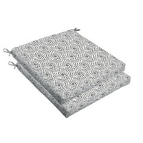 Grey and White Geometric Indoor/Outdoor Cushion Set, Bristol