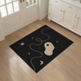 thumbnail image 3 of ODIKA 3'x5' Washable Area Rug Non-Slip, Flatweave, Easy Care Black Beige Abstract Celestial Design Accent Elegant Curves and Minimalist Starry Motif for Hallway, Laundry Room, 3 of 7