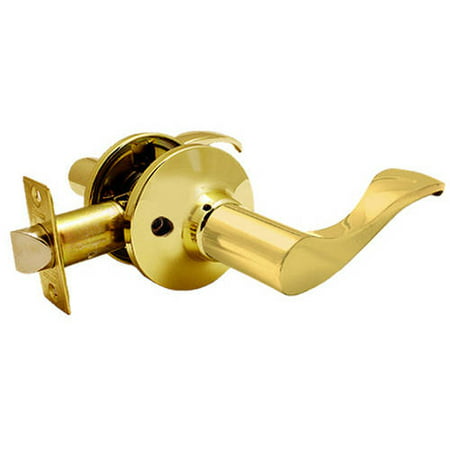 Constructor PRELUDE Passage Door Lever Handle Lock Set for Hallway and Closet Polished Brass