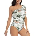 thumbnail image 3 of Pofeuu Vintage Palm Trees Print Women's One Piece Swimsuits One Shoulder Swimwear Asymmetric Ruffle Monokinis Bathing Suits-Small, 3 of 6