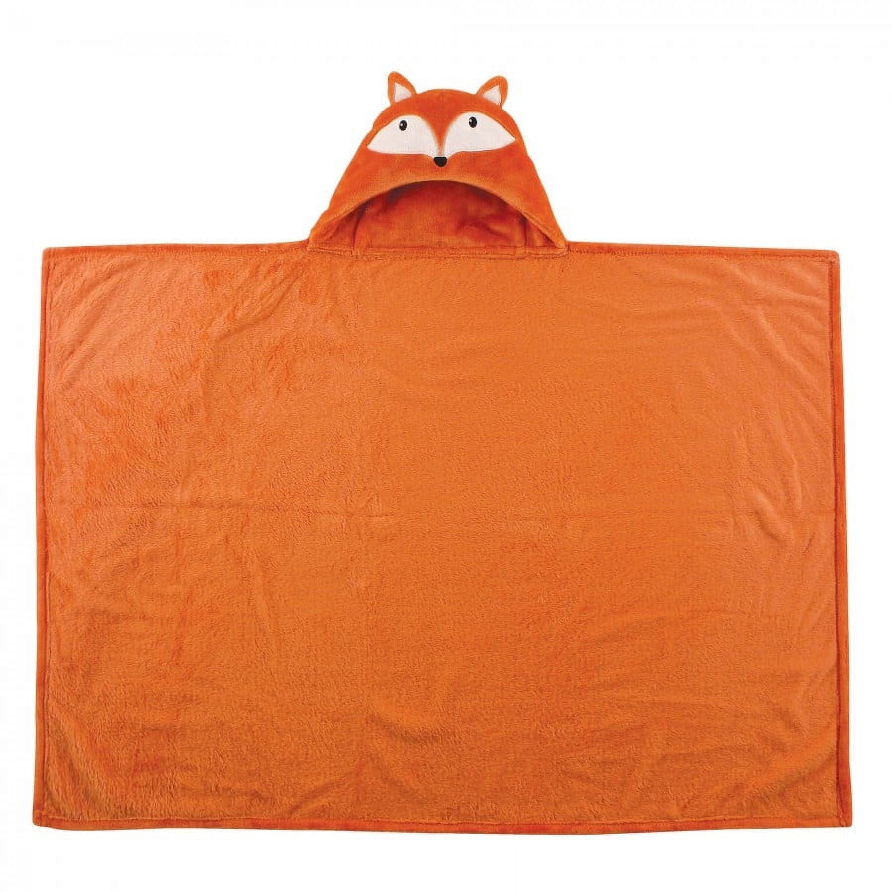 Hudson Baby Unisex Baby and Toddler Hooded Animal Face Plush Blanket, Orange Fox, One Size