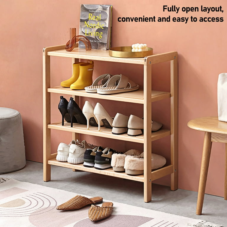 Marsrizon 100% Solid Oak Wood Shoe Rack Organizer, Tier Shoe