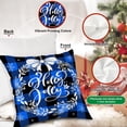 thumbnail image 5 of Christmas Throw Pillow Covers 18x18 Set of 4, Decorative Holiday Farmhouse Merry Xmas 18 x 18 Buffalo Check Plaid Cushion Pillow Cases for Outdoor Indoor Home House Room Couch Decor (Blue), 5 of 6
