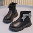 thumbnail image 5 of LYHaoo Girls Side Zipper Boots Girls Short Boots For Kids Fall And Winter Style Leather Booties With Bow For Young Girls Sizes 10 Black(3.5-4 Years), 5 of 6
