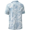 thumbnail image 2 of Men’s Casual Polo Shirt 3-Button Moisture Wicking Golf Shirts Short Sleeve UPF30 White Leaf Print Blue S, 2 of 8
