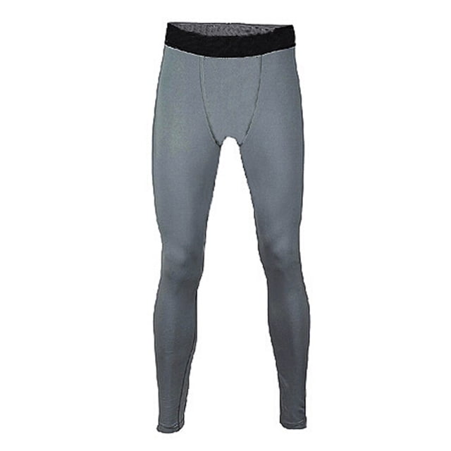 TOPTIE Men's Thermal Compression Long Pants Tights Leggings-Grey-L