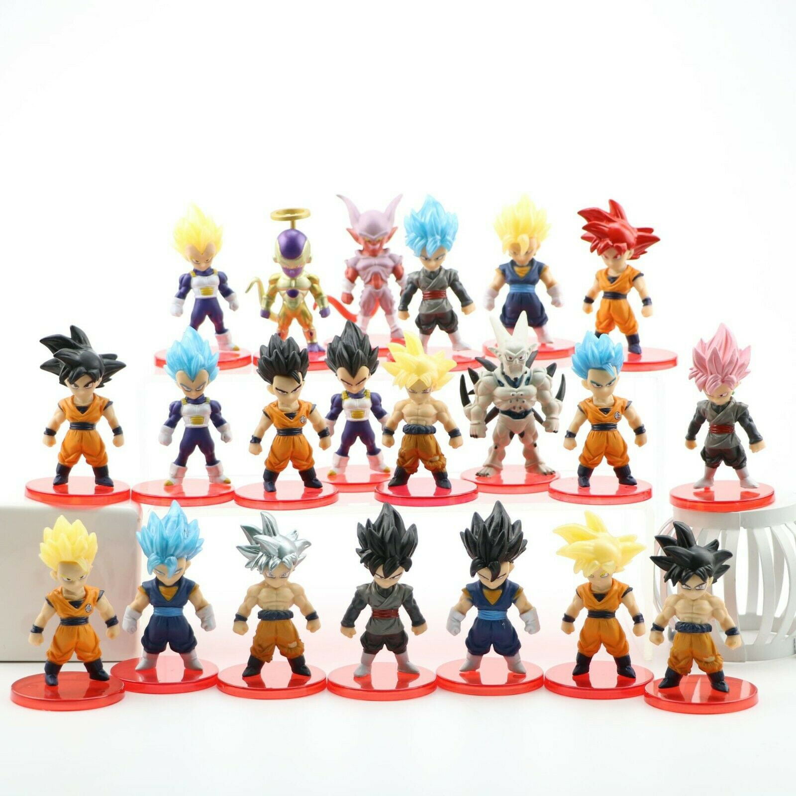21 PCS/set Dragon Ball Son Goku Vegeta Frieza  Action Figure Cake Topper Kid Toy 