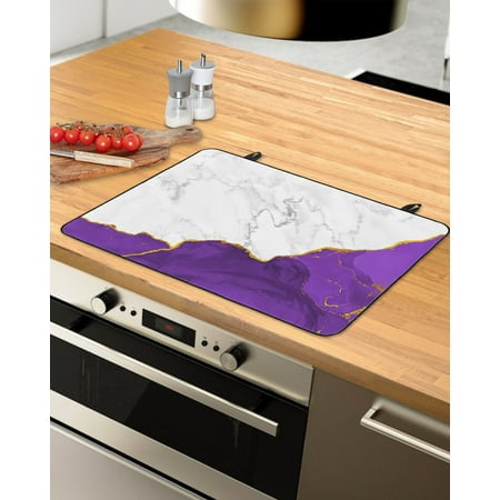 

Purple Marble Stove Top Covers for Electric Stove Heat Insulation Fireproof Glass Cooktop Cover Counter Top Glass Stove Cover 31 x24 Grey Ombre Modern Abstract Art Ink Painted