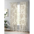 thumbnail image 4 of Sheer Curtains 96 inches Long, Abstract Paisley Pattern Vintage Ethnic Brown Flower Light Filtering Sheer Window Curtains Rod Pocket Voile Drapes for Bedroom Living Room, 52"W x 96"L 2 Panels, 4 of 7