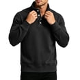 thumbnail image 2 of Fengqque Men’s Classic Quarter Button Stand Collar Sweatshirts Golf Daily office Wear Four Button Placket Long Sleeve Regular Fit Pullover Tops Black XXXL, 2 of 7