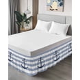 thumbnail image 4 of Nautical Anchor Bed Skirt California King Size 18" Drop Sky Blue and White Striped Ruffled Wrap Around Bed Skirts Adjustable Elastic Bedskirt Dust Ruffle for California King Size Bed, 4 of 7