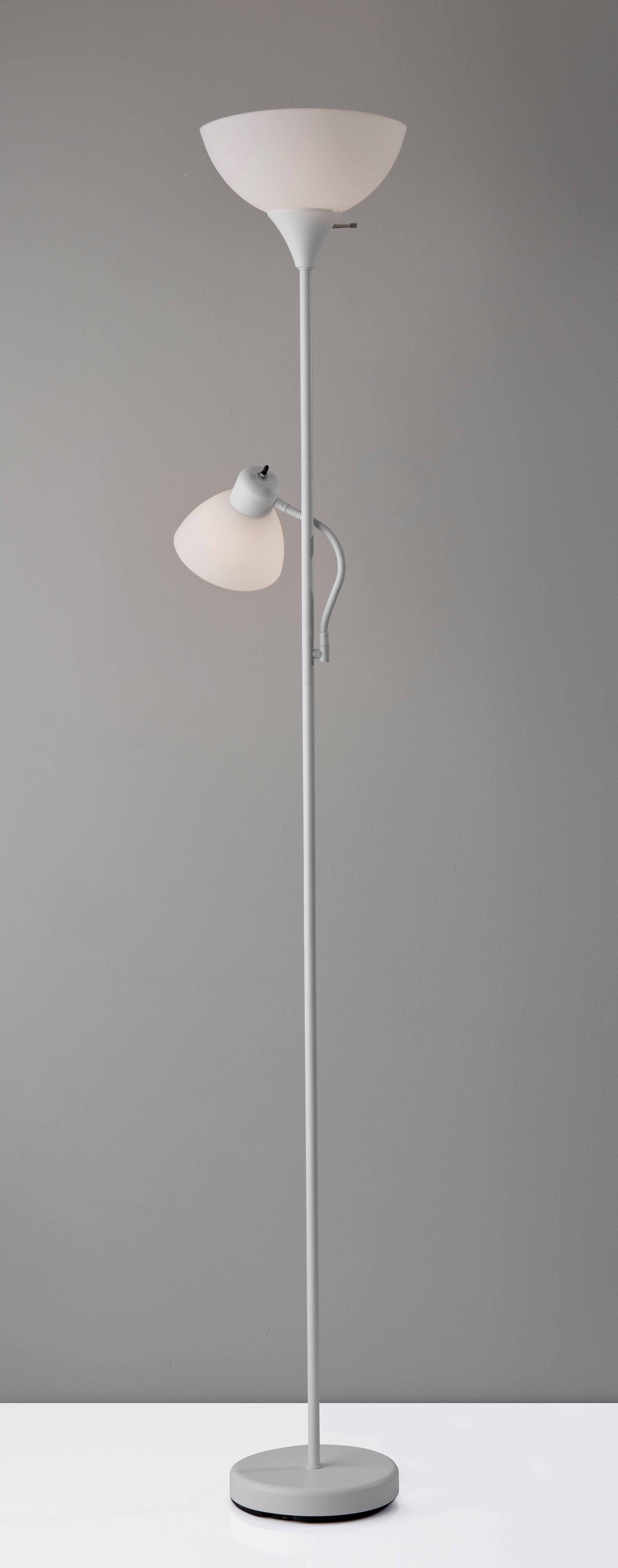 Mainstays 72" White Combo Floor Lamp with Reading Lamp, Modern Design