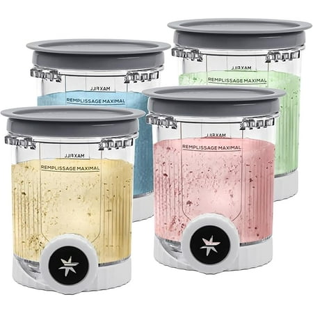 CREAMi Swirl Pints and Lids - 4 Pack, Compatible with NC700 Series Ninja Swirl Ice Cream & Soft Serve Makers, BPA-Free & Dishwasher Safe